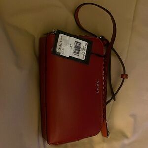 Dkny Felicia Double Zip Leather Crossbody Black Gold